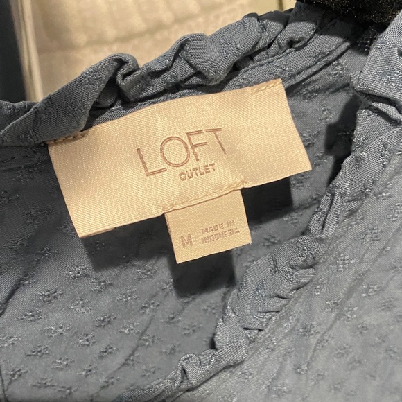LOFT Blue Ruffle Blouse - Picture 2 of 3